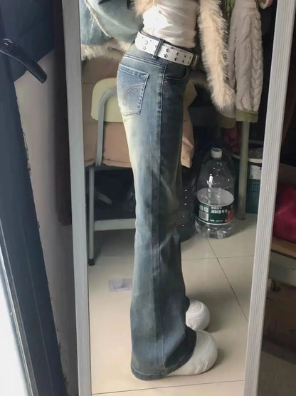 Vintage Washed High Waist Bell Bottom Jeans