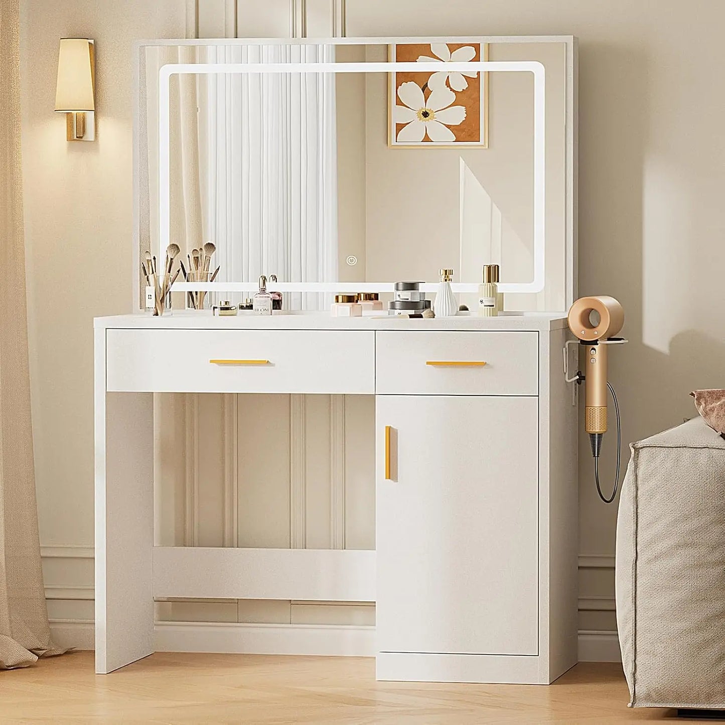 LED Vanity Dressing Table with Charging Station