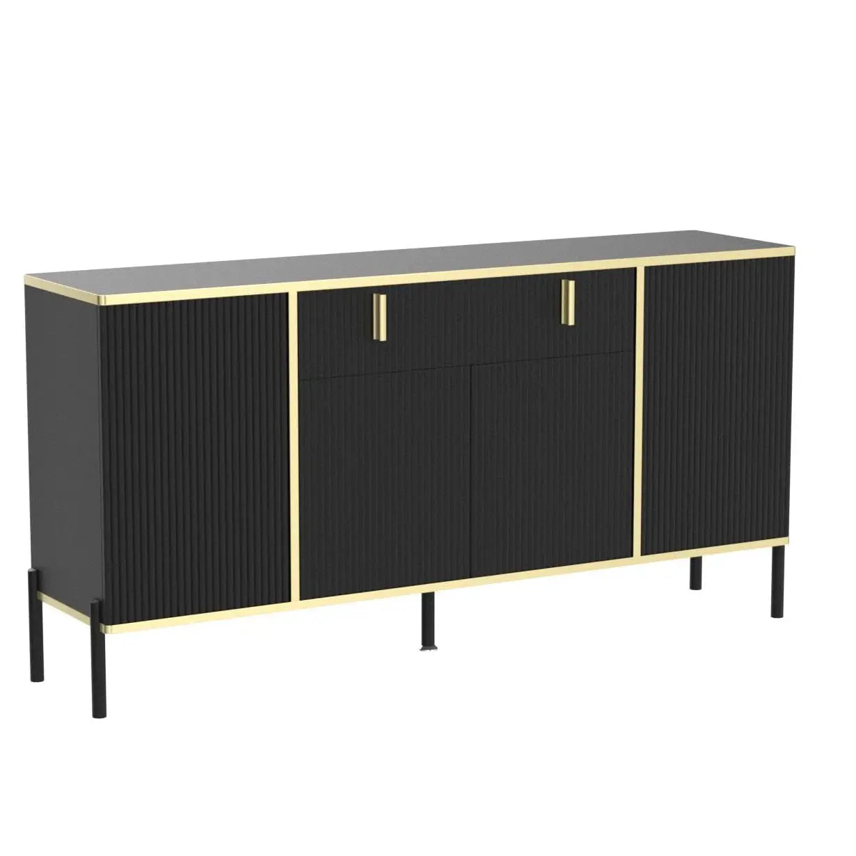 63" Modern Sideboard with Drawer & Pop‑Up Doors – Metal Legs