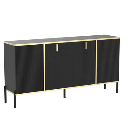63" Modern Sideboard with Drawer & Pop‑Up Doors – Metal Legs