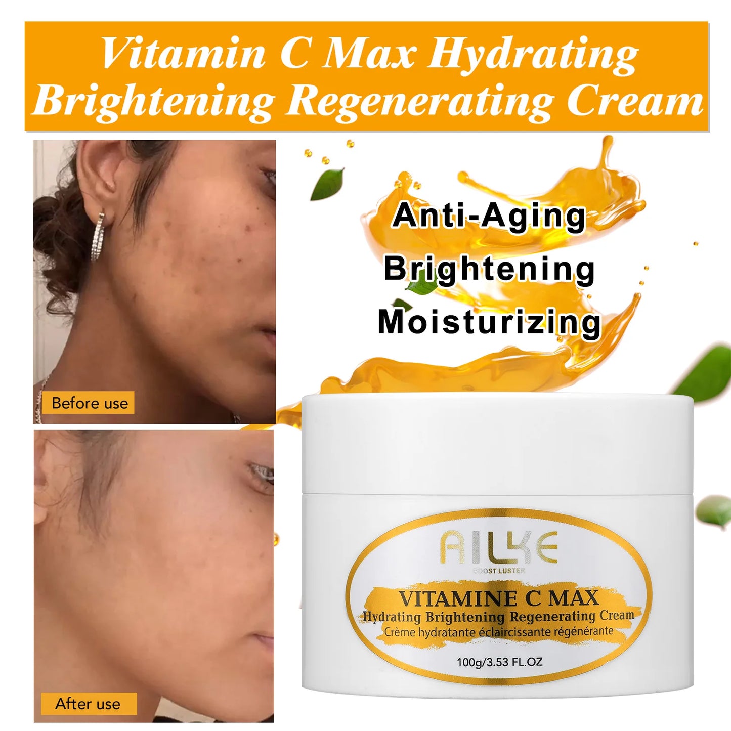 AILKE Vitamin C Skin Care Set, with Lightening Body Lotion, Even Skin Tone Face Cream, Whitening Serum, Brightening Soap