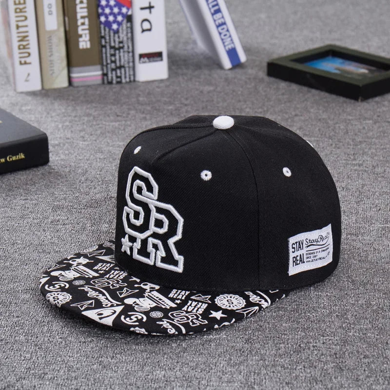 Fashion Embroidery letter SR baseball cap hip hop hat men and women outdoor sports and leisure flat shade snapback cap