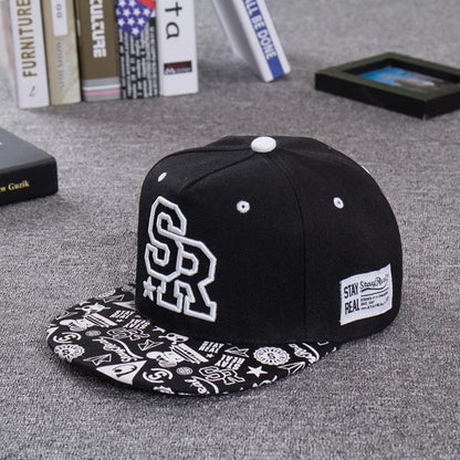 Fashion Embroidery letter SR baseball cap hip hop hat men and women outdoor sports and leisure flat shade snapback cap