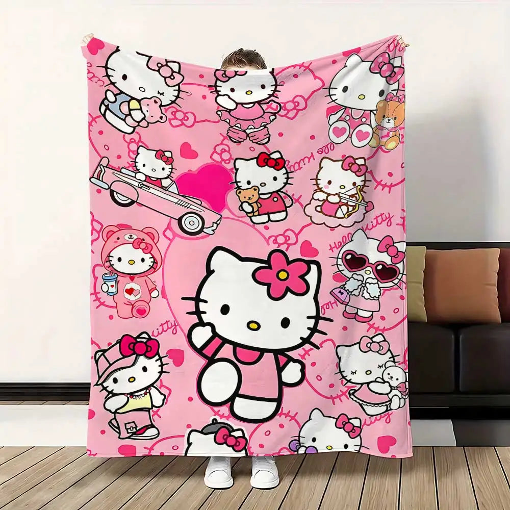Kawaii Cat Hellos Fluffy Soft Blankets and Throws Blanket Bed Throw Blanket Luxury Home Interior Microfiber Bedding Sofa Knee &