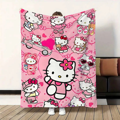 Kawaii Cat Hellos Fluffy Soft Blankets and Throws Blanket Bed Throw Blanket Luxury Home Interior Microfiber Bedding Sofa Knee &