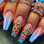24pcs Gold Stripe Press‑On Nails – Long Square Full Cover Tips