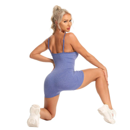 Women Fitness One Piece Strap Tummy Control Padded Sports Bra Rompers