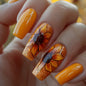 24pcs Gold Stripe Press‑On Nails – Long Square Full Cover Tips