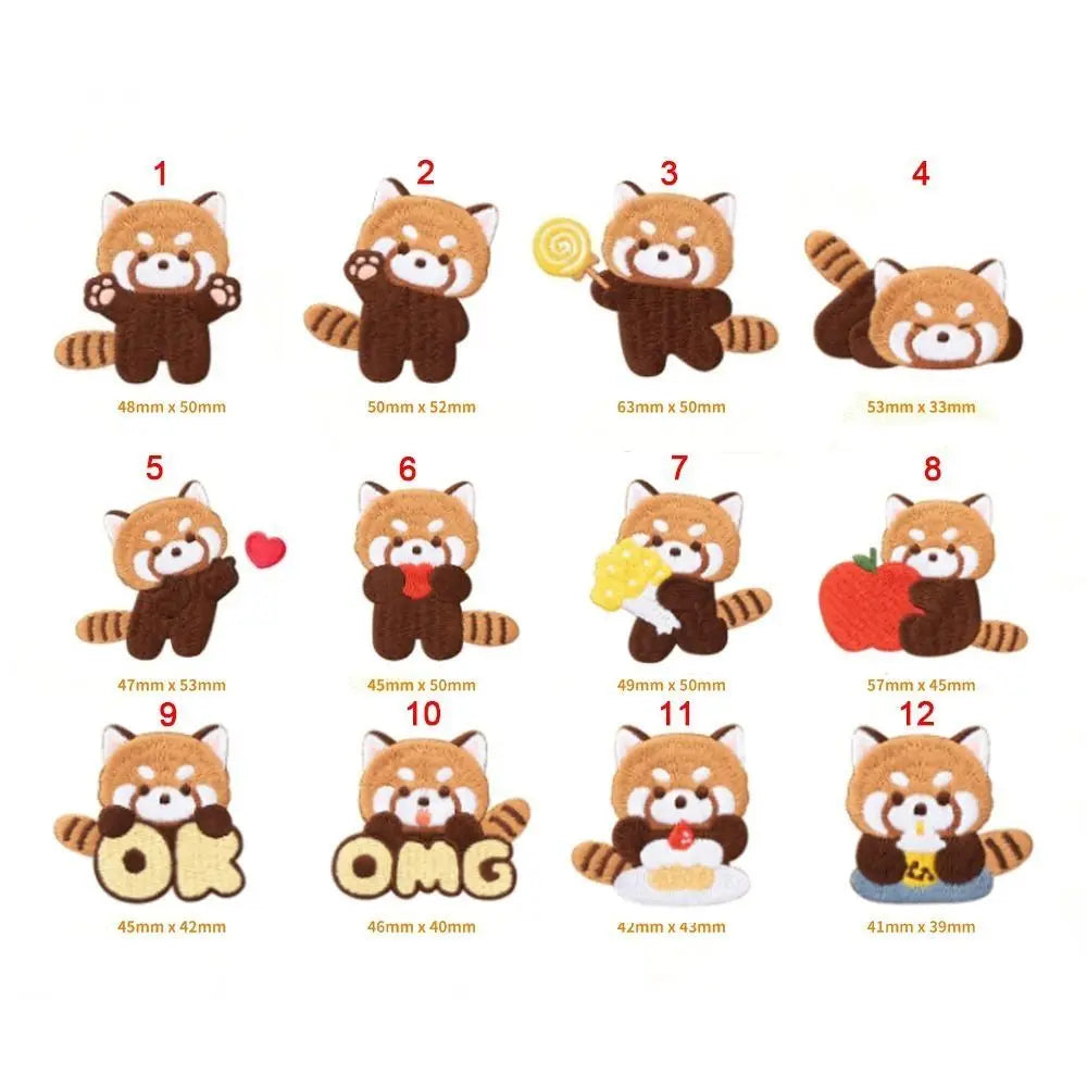 Cute Red Panda Embroidered Patch – Iron‑On Sticker for Kids Clothes
