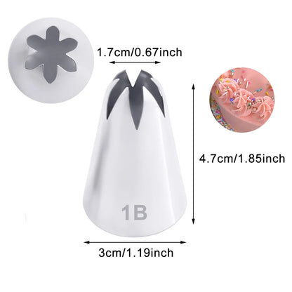 1/4pcs #1G#1E#1C#1B Stainless Steel Piping Nozzles Cream Nozzles Cupcake Pastry Confectionery Accessories Cake Decorating Tools