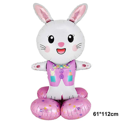 Cute Cartoon White Bunny Aluminum Foil Balloons Rabbit Happy Easter Party Decoration Supplies Children Favor Birthday Party Gift