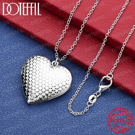 925 Sterling Silver Exquisite Heart Pendant Necklace Women Party Wedding Gift Jewelry Accessories