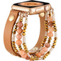 Leather Strap For Apple Watch Ultra 2 Band 49mm 40mm 46mm 41mm Women Elastic Beaded Bracelet Iwatch Series 10 9 8 7 6 SE 5 45mm