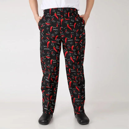 Unisex Chef Pants Cook Chef Pants with Elastic Waist Uniform