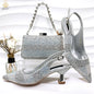 Italian Design Party Shoes with Matching Clutch Bag, Perfect for African Weddings and Women’s Heel Shoes and Bag Sets for Parties.