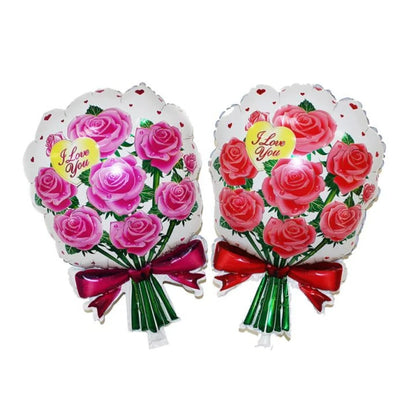 Cute Bear Foil Balloons with Flowers – Valentine’s, Wedding, Anniversary & Birthday Decoration