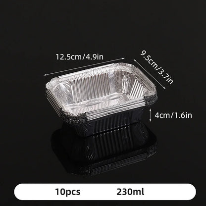 10‑Pack Rectangular Aluminum Foil Trays – Disposable Air Fryer & BBQ Food Containers