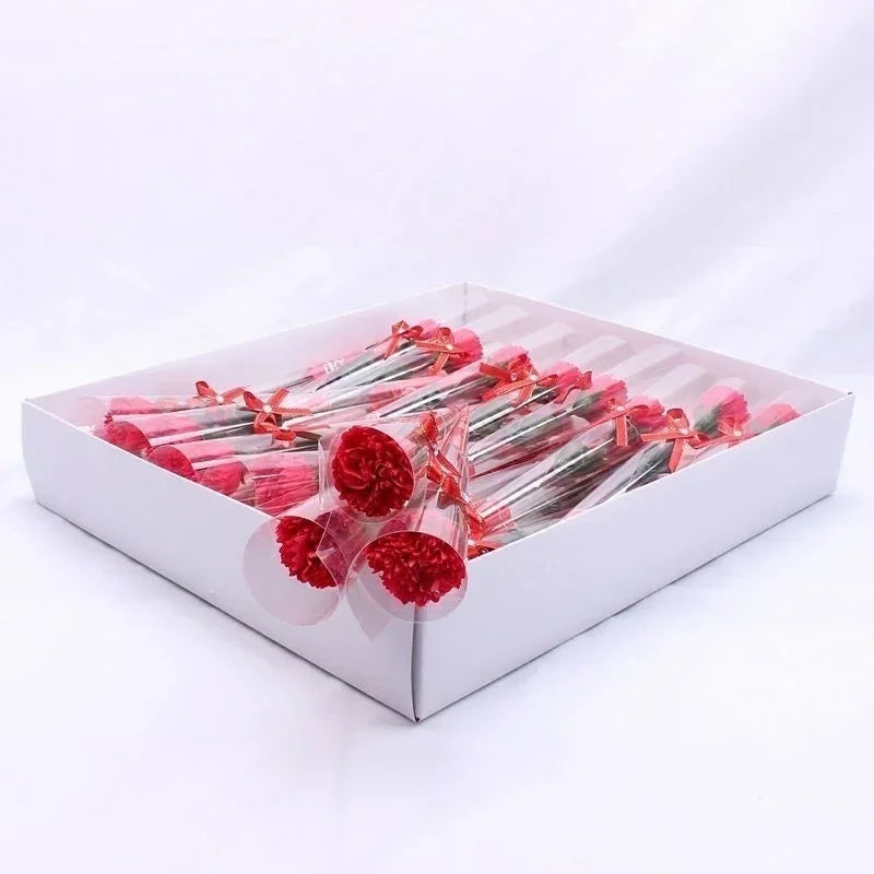 8pcs/lot Artificial Bath Carnation Soap Flowers Mother's Day Gift Party Decoration Valentine's Day Gift