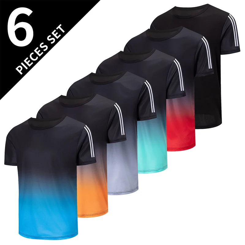 1/2/4Pcs Men's Summer Solid Color Mix And Match Short-sleeved Young Men's Loose Quick-drying Sports Running Shirt Middle-aged T-