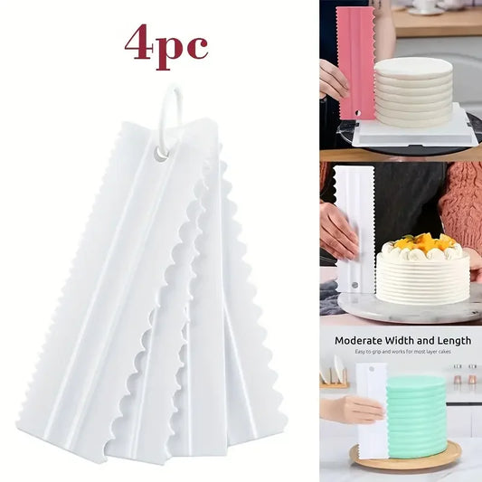 4‑Piece Cake Scraper Set – Icing Smoothers & Fondant Tools for Professional Baking