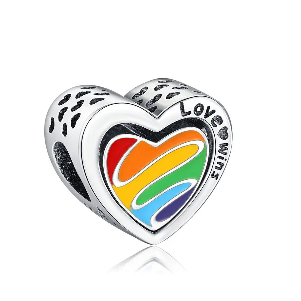 925 Sterling Silver Rainbow Heart Charm
