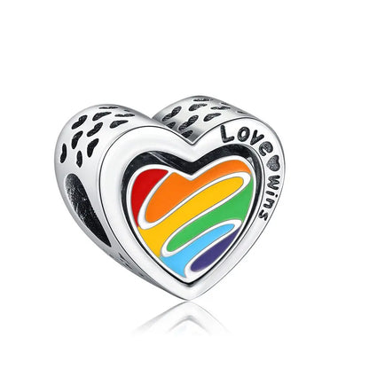 925 Sterling Silver Rainbow Heart Charm