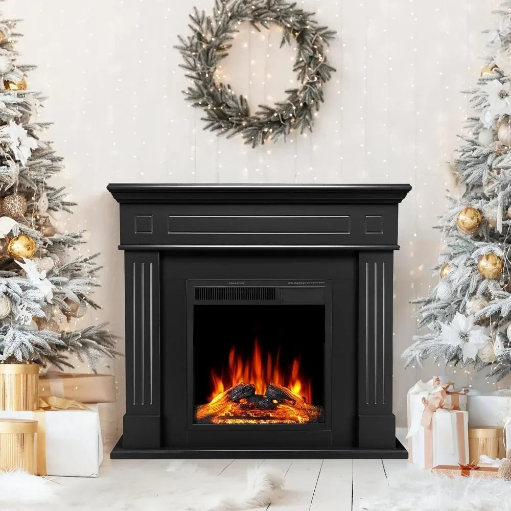 43" Electric Fireplace TV Stand — LED Flame & Heater