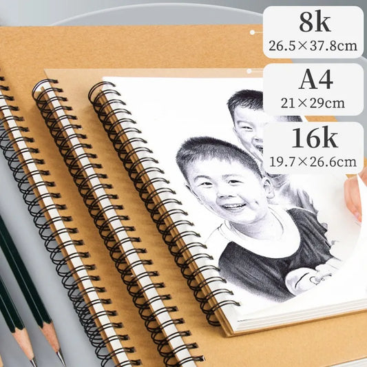 Borrence Spiral Sketchbook – Thick 160 GSM Paper in A3/A4/A5/8K/16K Sizes for Drawing, Watercolor & Art School Use