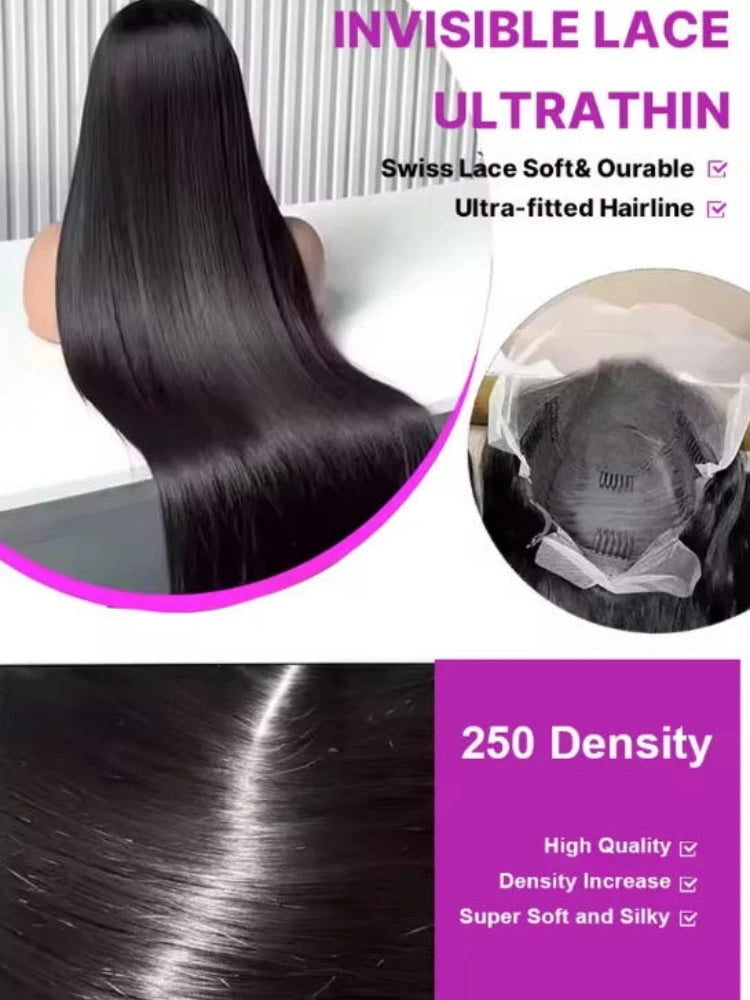 Straight Brazilian Human Hair Wig (360 Full Lace · 13×6 / 13×4 HD Lace · 40–42 inch)