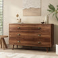 47" Walnut 6‑Drawer Dresser with Gold Handles