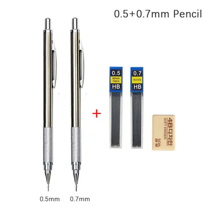 Full Metal Automatic Mechanical Pencil Set (0.3 -0.5 -0.7 -0.9 -1.3 -2.0mm)