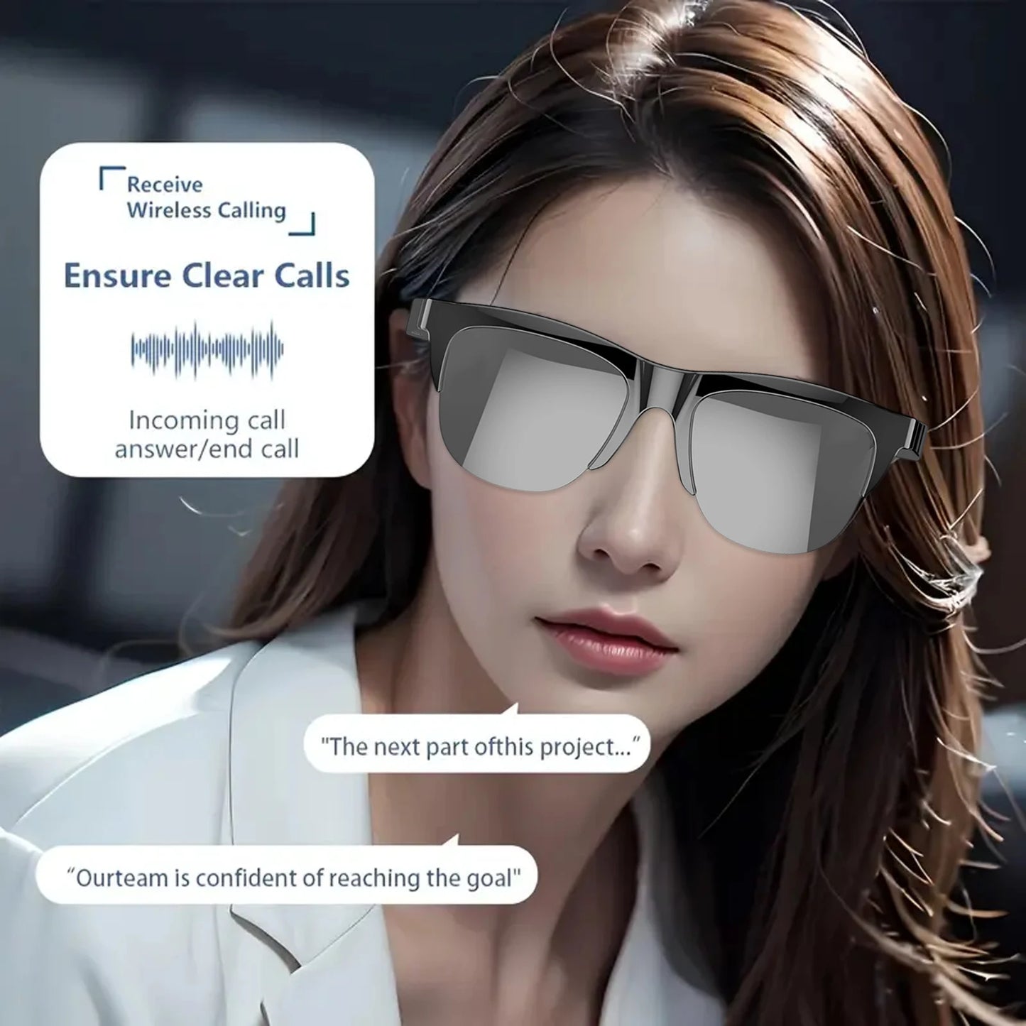Smart glasses, music playback, voice assistant, wireless calls, unisex, blue light blocking glasses