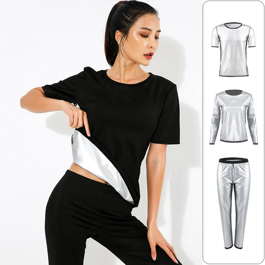Neoprene Black Sweat Sauna Shapewear T-Shirt for Women