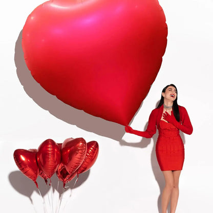 Heart-shaped Balloons 63inch Giant Foil Balloon Bright Pink Red Romantic Wedding Night Valentine's Day Anniversary Party Decor