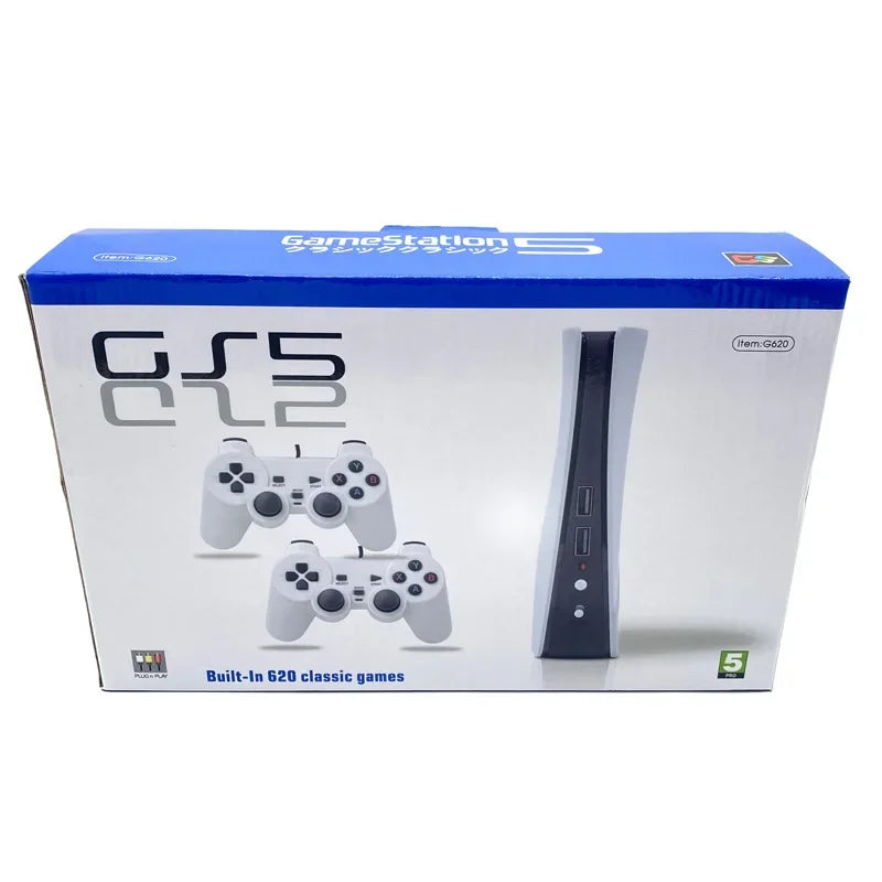 GS5 Pro G620 Retro 8‑Bit Video Game Console (620 Built‑In Games, Dual USB Controllers, AV Output)