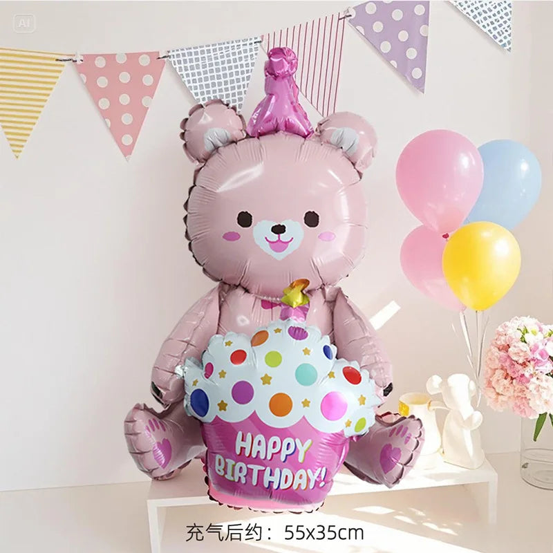 4D Bear Foil Balloon – Cute Baby Birthday Photo Prop & Baby Shower Party Decoration