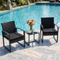 Outdoor Rattan Bistro Set with Coffee Table (3‑Piece)