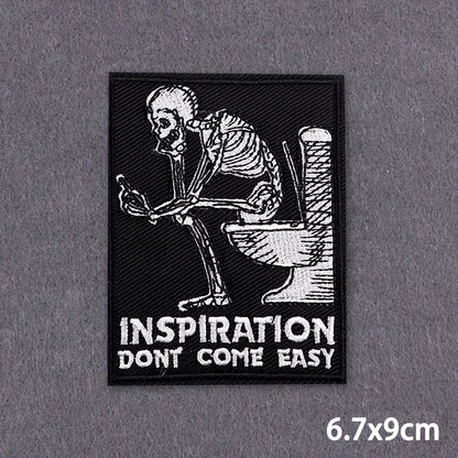 The Death Embroidery Iron On Patches For Clothing DIY Applique Patches On Clothes Skull Badges on backpack Jakcet