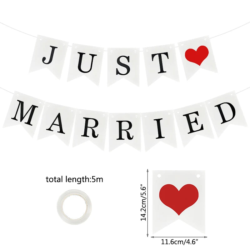 68cm * 48cm Wedding Photo Booth Props Just Married Photobooth Party Backdrop Decoration Bridal Bachelorette Supplies