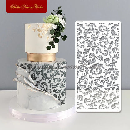 Various Flower Leaf Design Fondant Cake Stencil DIY Royal Cream Border Mold PET Drawing Template Cake Decorating Tools Bakeware