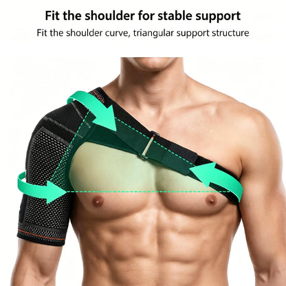 Shoulder Stability Brace Adjustable Knitted Compression Shoulder Sleeve Fits Left & Right Shoulder Basketball Running Cycling