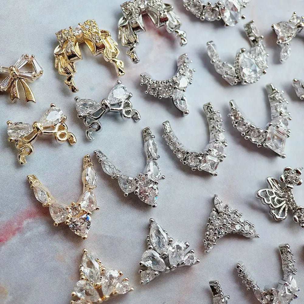 10pcs/lot Luxury No Fading Bow Butterfly Arc Nail Art Parts Zircon Crystal Manicure Nails Accesorios Supplies Decorations Charms