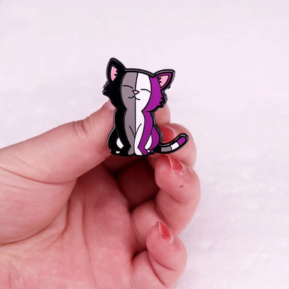 Asexual LGBT Pride Cat Enamel Pin Kawaii Rainbow Kitty Purride Badge Brooch Jewelry Backpack Decorate
