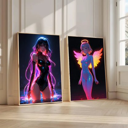 Anime Girls Canvas Painting, Hot Girl Poster Canvas Prints, Coquette Room Decor, Girly Wall Art For Home Decoration Unframed