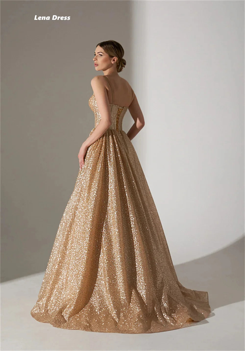 Women's Wedding Party Elegant Evening Spaghetti Straps Sleeveless Long Dress