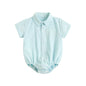 Baby Boys Bodysuits Short Sleeve Plaid Cotton