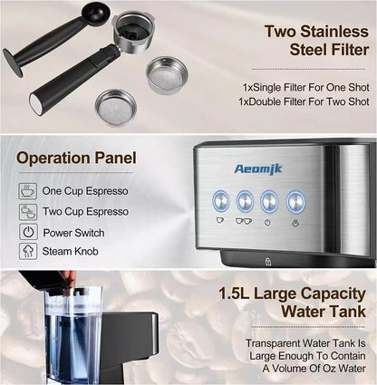 Professional Barista Espresso Machine – 110/220V with Automatic Milk Frother