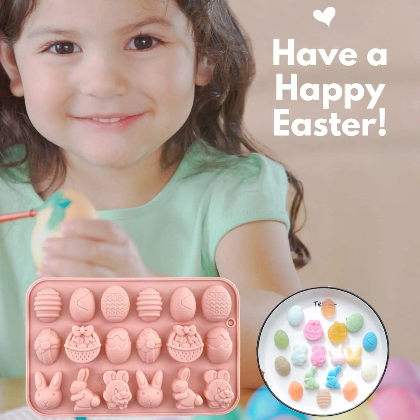 Easter Silicone Chocolate Mold – 18‑Cavity Egg, Bunny, Rabbit & Basket Shapes for Candy & Jelly