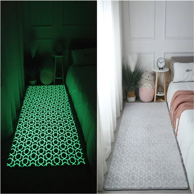Luminous Carpet For Living Room Plush Soft Rug Children Kids Bed Room Fluffy Floor Carpets Bedside Anti Slip Rug Sofa Glow Mat