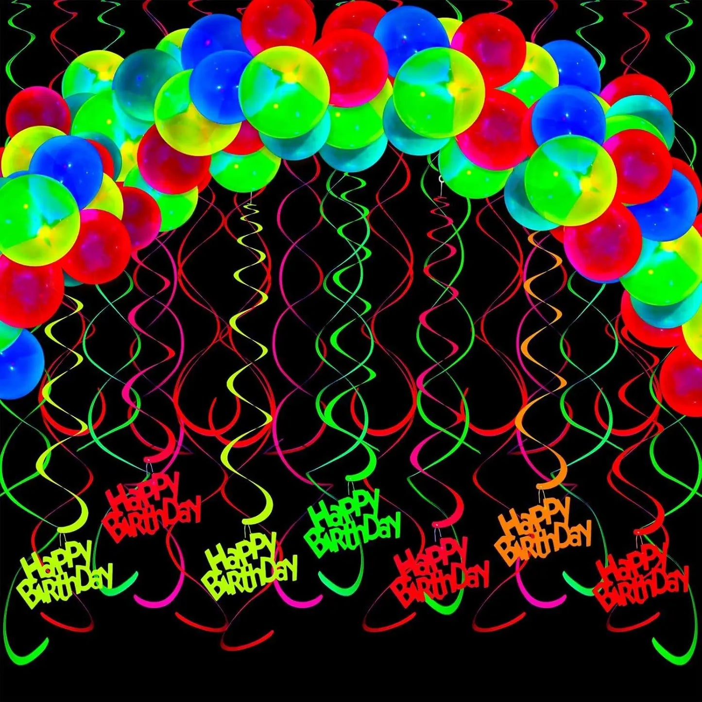 100PCS Glow‑in‑the‑Dark Balloons – Fluorescent Luminous Dot Latex Party Balloons